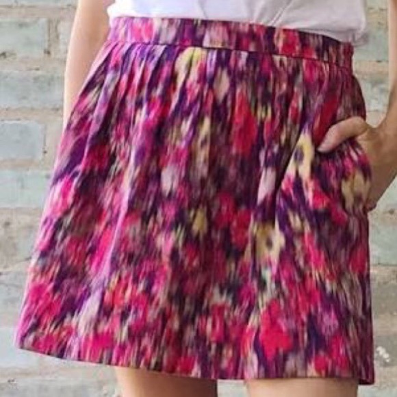 Zara Trafaluc Pink Floral Blur Ikat Patterned Skirt - Picture 7 of 8